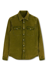 Men's Boglioli Green Khaki Brushed Cotton Shirt