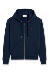 Men's Navy Ami Paris de Coeur Zipped Hoodie