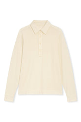 Men's Boglioli Garment Dyed Cream Long Sleeve Polo Shirt