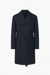 Men's Boglioli Navy Wool Trench Overcoat
