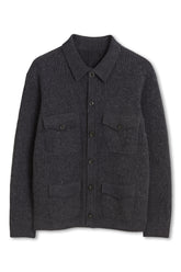 Men's Boglioli Charcoal Grey Ribbed Knit Overshirt