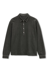 Men's Boglioli Garment Dyed Khaki Long Sleeve Polo Shirt