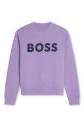 Men's Boss Purple We Basic Crew Rubber Print Logo Sweatshirt