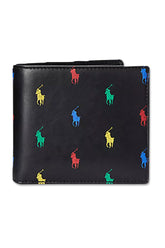 Men's Black Polo Ralph Lauren Multi Pony Leather Billfold Wallet
