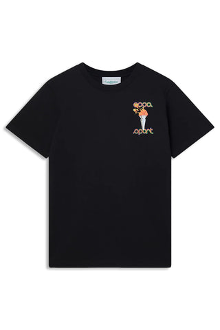 Men's Black Casablanca La Flamme Du Sport Printed T-Shirt