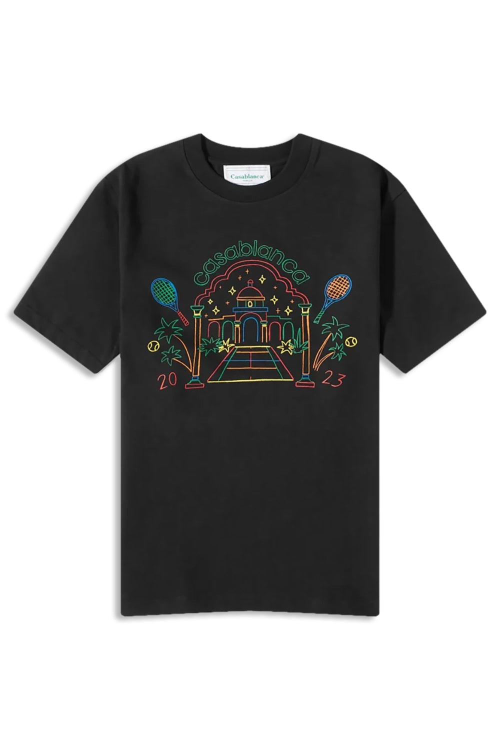 Men's Black Casablanca Rainbow Crayon Temple Printed T-Shirt
