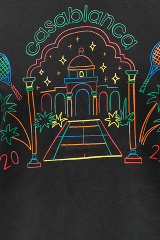 Men's Black Casablanca Rainbow Crayon Temple Printed T-Shirt