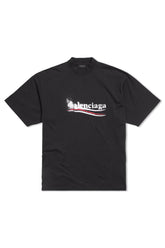 Men's Black Balenciaga Political Stencil Oversized T-Shirt