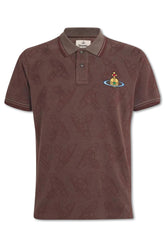Men's Vivienne Westwood Brown Khaki All Over Orb Classic Polo Shirt