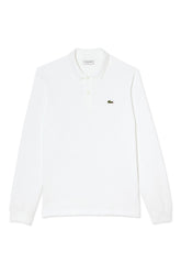 Men's White Lacoste L1212 Classic Long Sleeve Polo T-Shirt