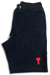 Men's Black Ami Paris Embroidered Logo Shorts