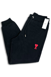 Men's Ami Paris Black Ami de Coeur Embroidered Sweatpants
