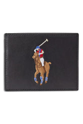 Men's Black Polo Ralph Lauren Pony Leather Card Case