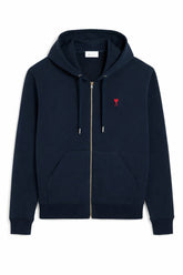 Men's Navy Ami Paris de Coeur Zipped Hoodie