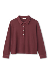 Men's Boglioli Garment Dyed Maroon Long Sleeve Polo Shirt
