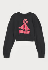 Women's Black Vivienne Westwood Sunken Orb Crop Sander Sweatshirt
