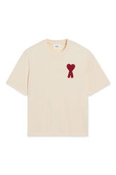 Men's Beige Ami Paris 'Ami de Coeur' Red Patch T-Shirt