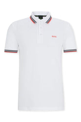 Men's White Boss Paddy Piqué Polo Shirt