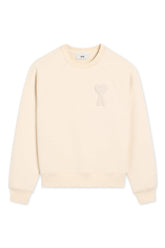 Men's White Cream Cotton Ami De Coeur Patch Sweatshirt