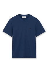 Mens AMI INK Blue 'Ami De Coeur' Light Cotton T-Shirt