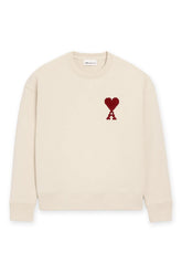 Men's Ami White Moonlight Cotton 'AMI DE COEUR' Heavy Loopback Sweatshirt