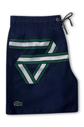 Men's Lacoste Navy Ribbon Print Swim Shorts