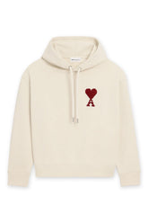 Men's Ami White Moonlight Cotton 'AMI DE COEUR' Heavy Loopback Hoodie