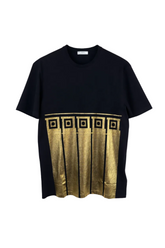 Men's Black Versace Collection Foil Baroque Applique T-Shirt