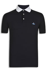 Men's Black Vivienne Westwood Contrasting White Collar Polo Shirt