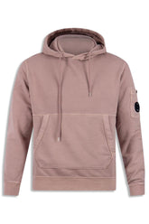 Men's C.P. Company Lens-Detail Cotton Pale Mauve Hooded sweatshirt