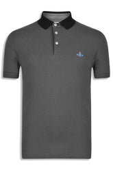 Men's Grey Vivienne Westwood Contrasting Black Collar Polo Shirt