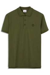 Men's Olive Burberry TB logo & check heritage piqué polo