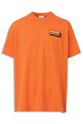 Men's Orange Burberry Logo Appliqué Short Sleeve T-Shirt