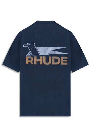 Men's Vintage Blue Rhude Eagle Logo T-Shirt
