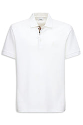 Men's White Burberry TB logo & Check Heritage Piqué Polo