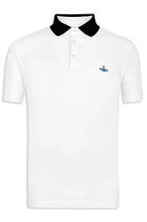 Men's White Vivienne Westwood Contrasting Black Collar Polo Shirt