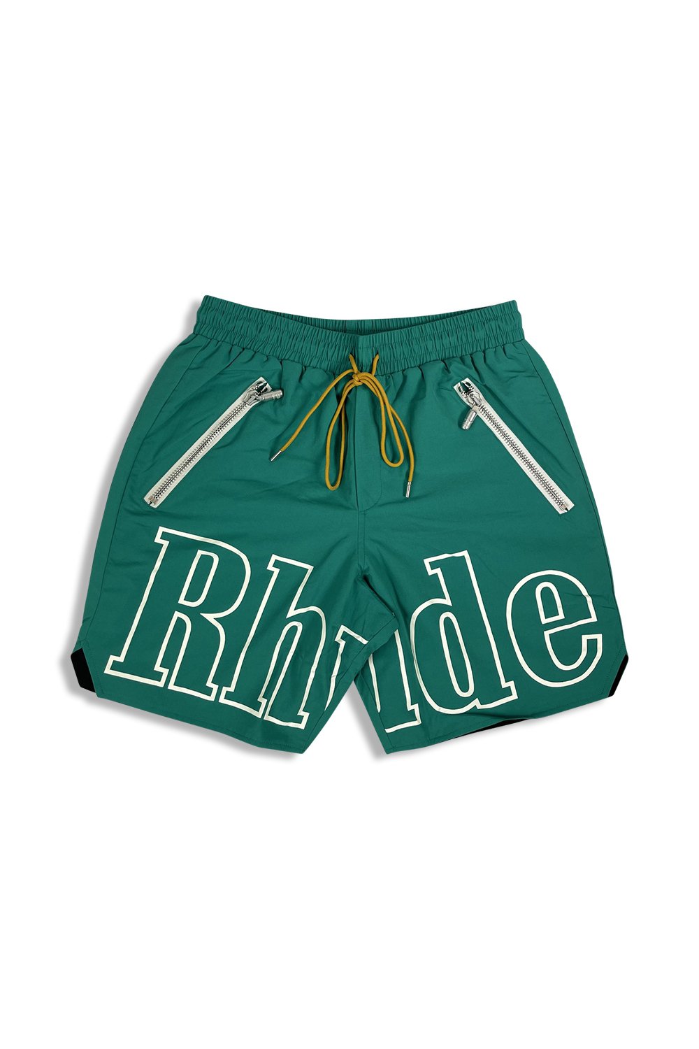 Men's Green Rhude Logo Print Swim Shorts