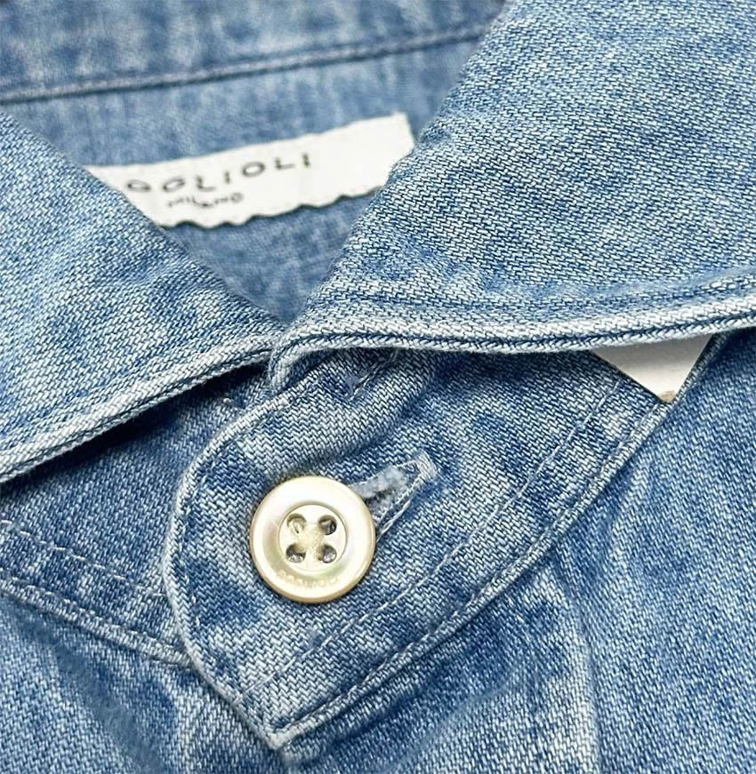 Men's Boglioli Chambray Blue Shirt