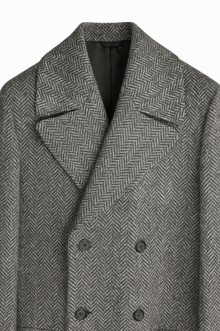Men's Boglioli Grey Herringbone Winter Overcoat
