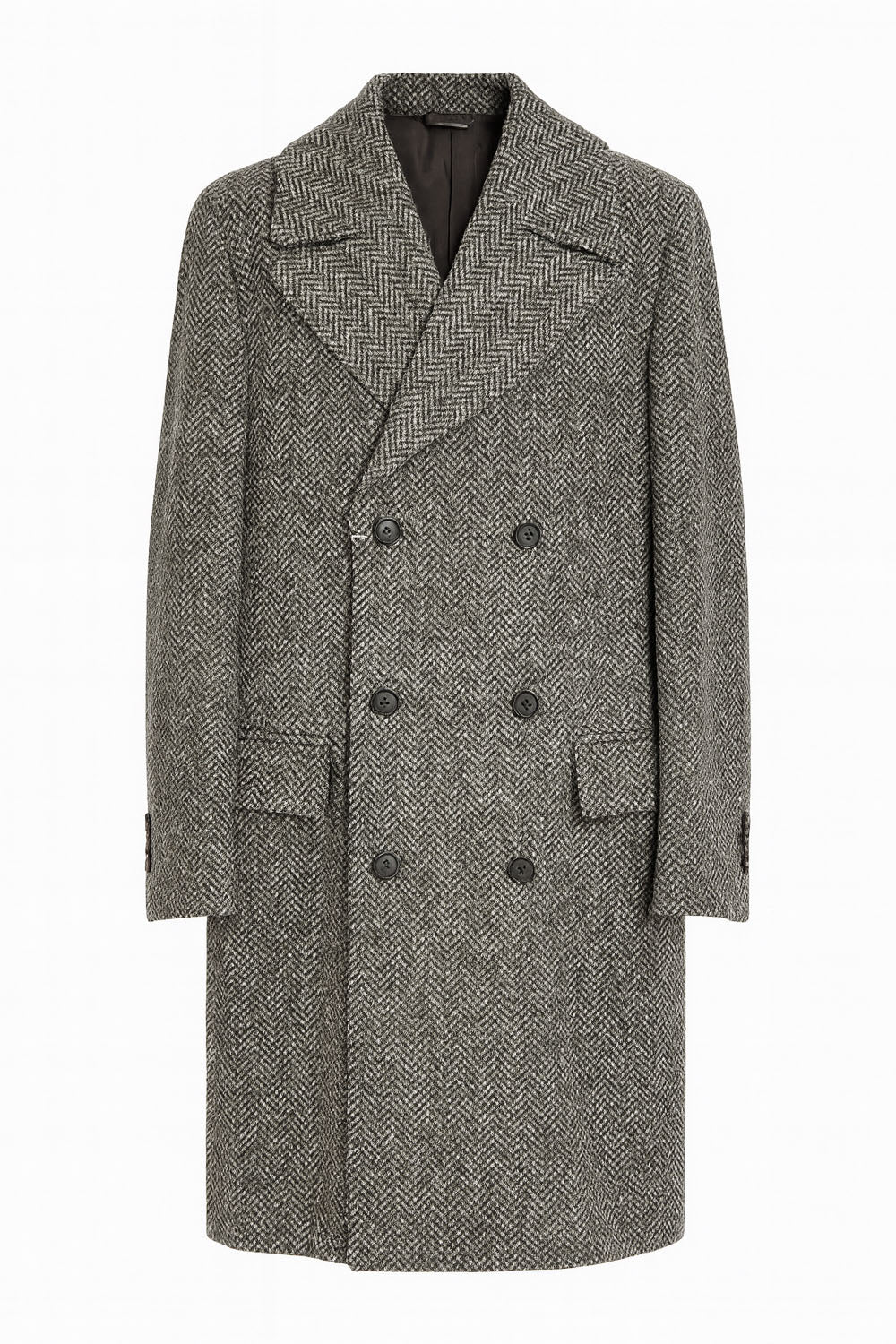 Men's Boglioli Grey Herringbone Winter Overcoat