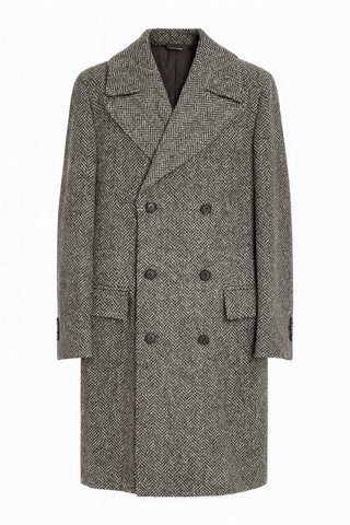 Men's Boglioli Grey Herringbone Winter Overcoat