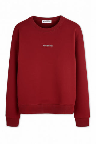 Men's Acne Studio Burgundy Franklin Stamp Oversized Logo Print Sweatshirt