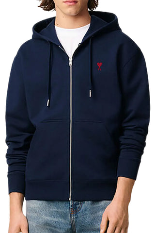 Men's Navy Ami Paris de Coeur Zipped Hoodie