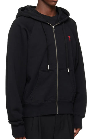 Men's Black Ami Paris de Coeur Zipped Hoodie