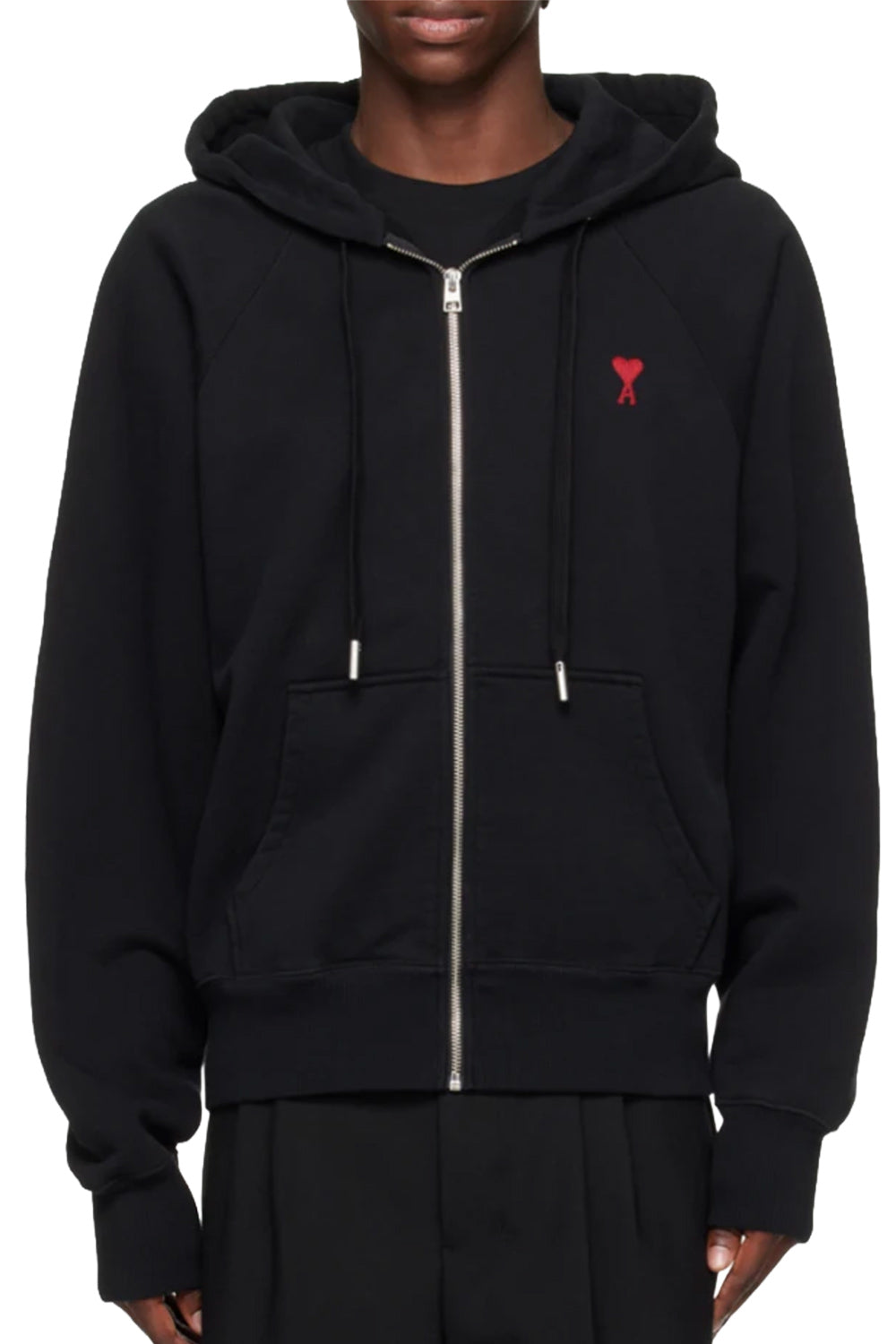 Men's Black Ami Paris de Coeur Zipped Hoodie