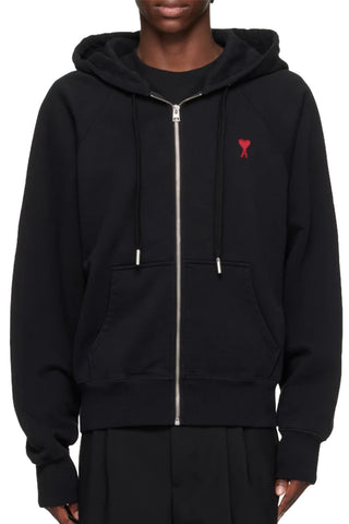 Men's Black Ami Paris de Coeur Zipped Hoodie