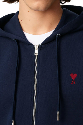 Men's Navy Ami Paris de Coeur Zipped Hoodie