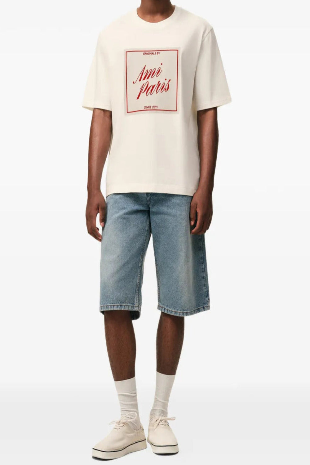Men's AMI Paris Cream Heritage T-Shirt