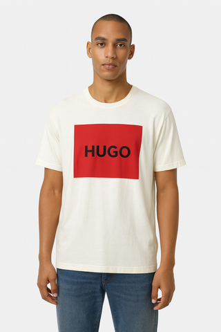 Men's Cream Hugo Boss Logo T-Shirt