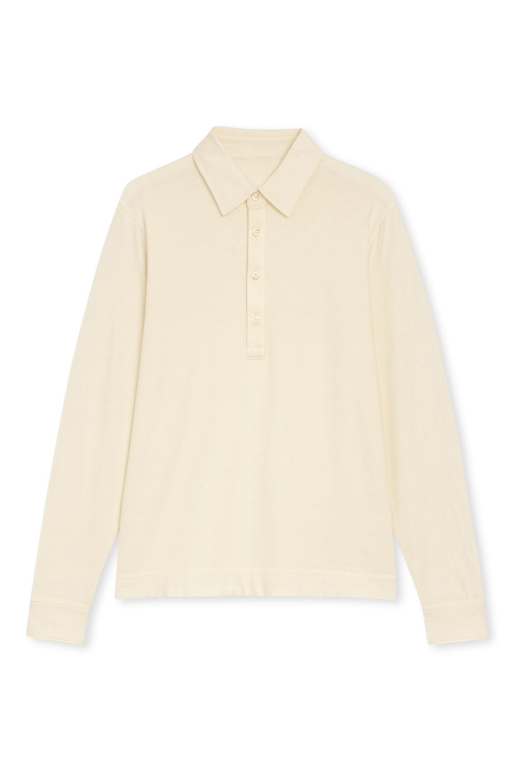 Men's Boglioli Garment Dyed Cream Long Sleeve Polo Shirt